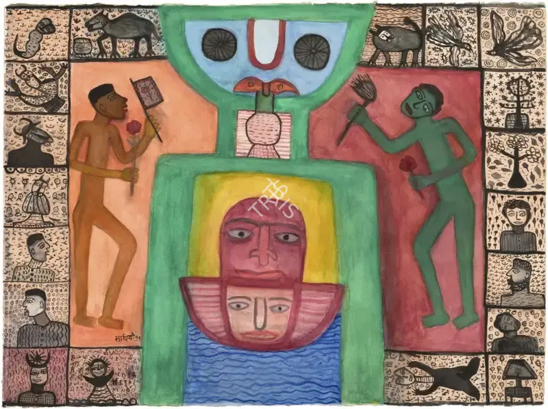 Parekh, Madhavi (Artist). Untitled. Watercolour on paper pasted on card, 1999 | Painting | EconomicsArt | 00871992