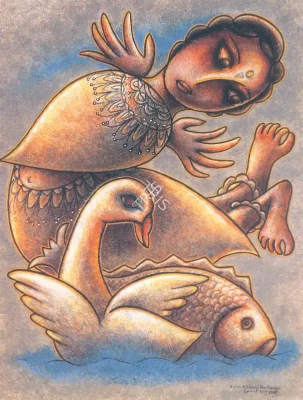 Kar, Sanat (Artist). Swan, Fish and the Fairy, 1989 | Painting