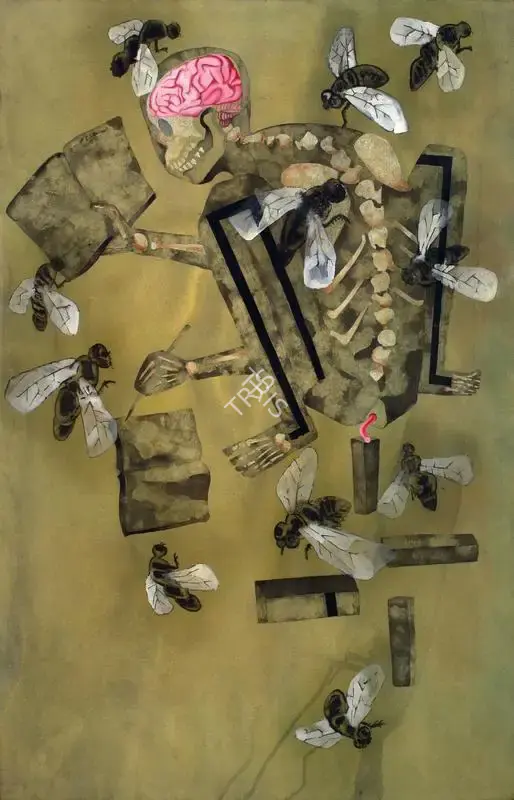 Dodiya, Atul (Artist). The Scribe. Watercolour, acrylic, marble dust and charcoal on paper, 2001 | Painting | FineArts | 00338526