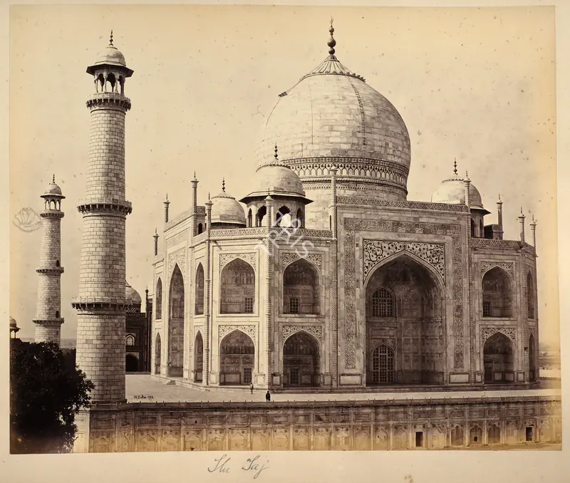 Baker, William (Photographer). The Taj, Agra. Albumen print pasted on mount, 1866-1868 | Antiquarian Photograph | Photography | 00116356