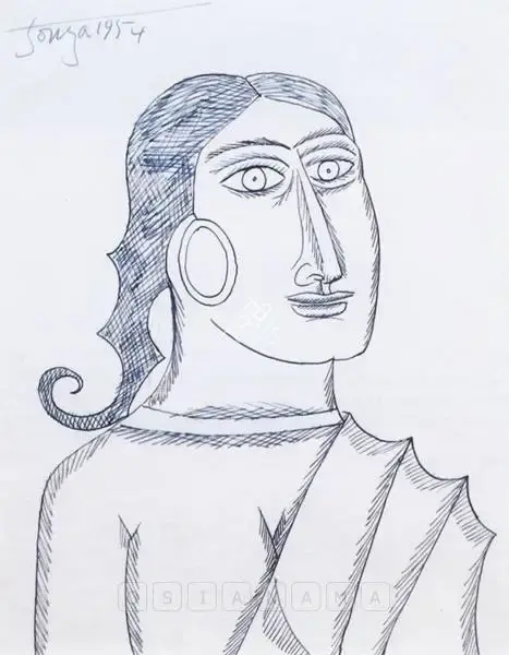 Souza, F.N. (Artist). Indian Woman, 1954 | Drawing