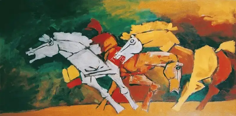 Husain, M.F. (Artist). Horses, 1985 | Painting