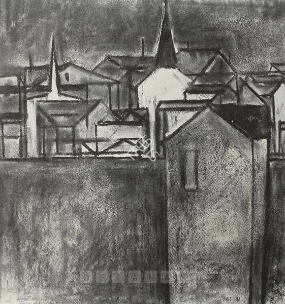 Raza, S.H. (Artist). Untitled. Charcoal on paper, 1953 | Drawing | FineArts | 00597913