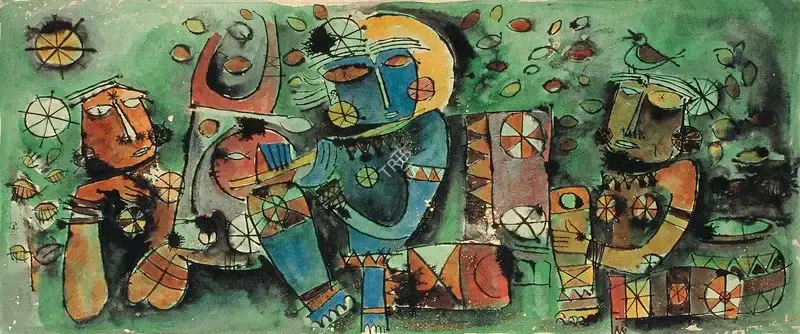 Senathipathi, M. (Artist). Krishna and Gopis, c.1967 | Painting