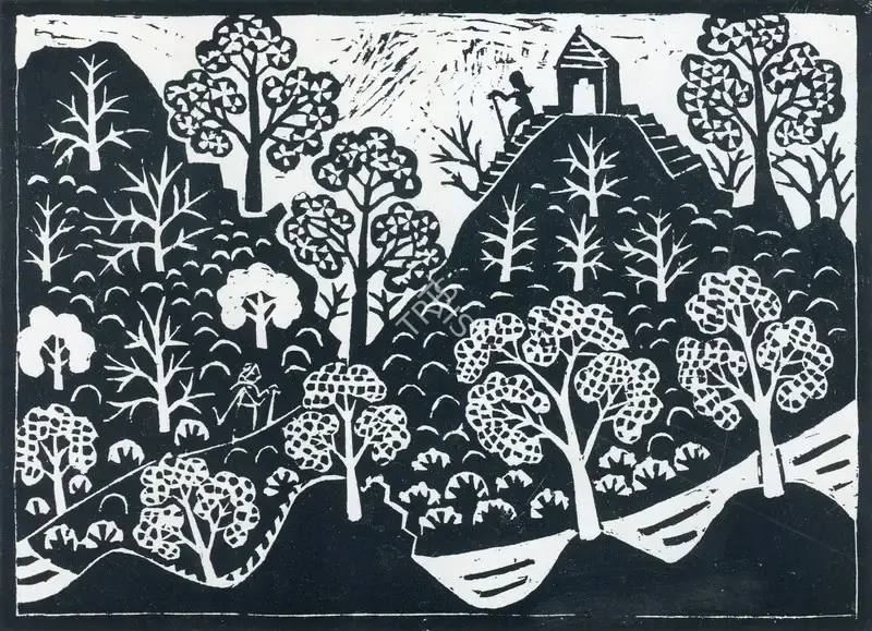 Mittal, Kamala (Artist). Hill-Top Shrine, n.d. | Graphic Art