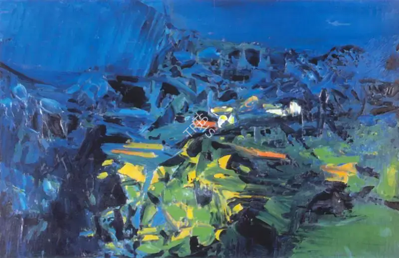 Raza, S.H. (Artist). Blue Landscape, 1967 | Painting
