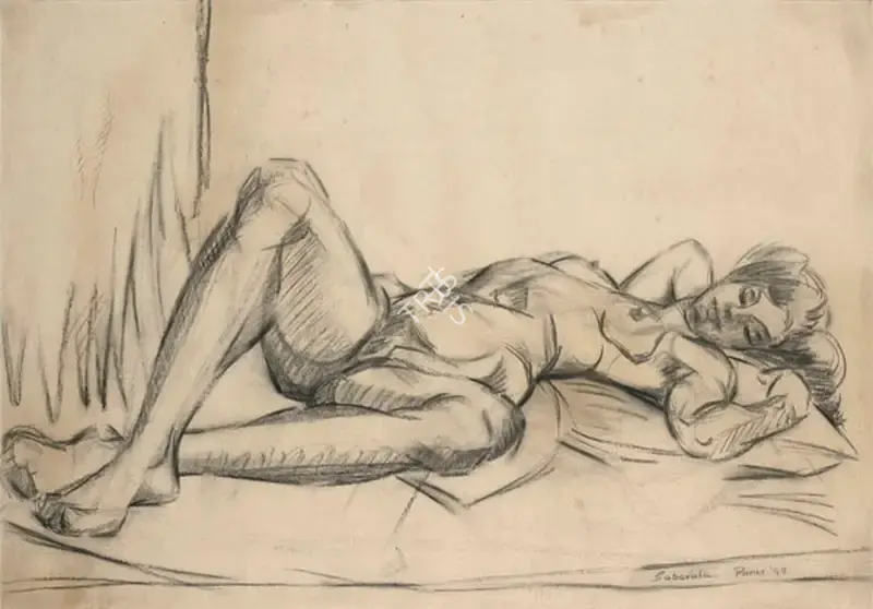 Sabavala, Jehangir (Artist). Reclining Nude, 1949 | Drawing