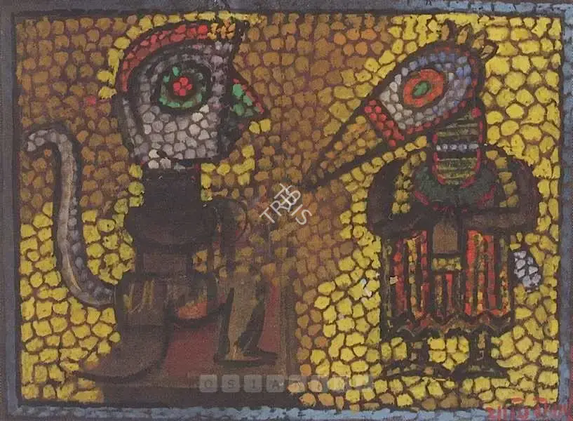 Roy, Jamini (Artist). Untitled (Hanuman And Jatayu), n.d. | Painting