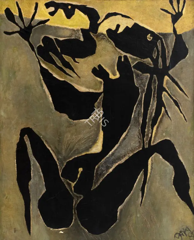 Karmakar, Prokash (Artist). Untitled (Torture). Oil on paper laid on canvas, 1980 | Painting | FineArts | 00357689