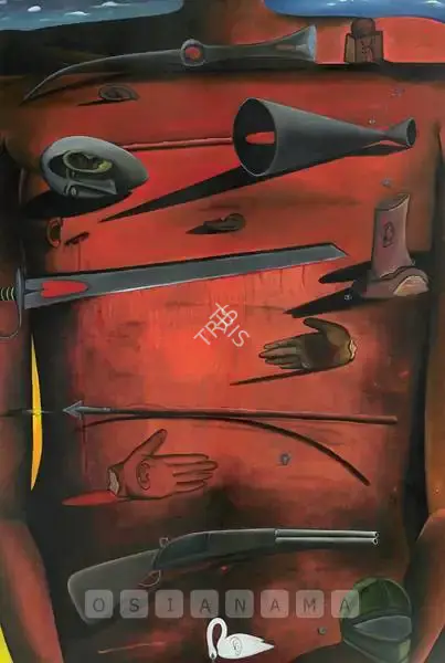 Nair, Surendran (Artist). An Anamorphic Collection Of Strange Wounds. Acrylic and oil on canvas, 1995 | Painting | FineArts | 00756947