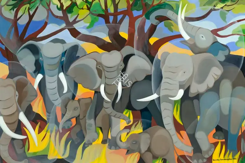 Senanayake, Senaka (Artist). Untitled (Elephants), 1992 | Painting