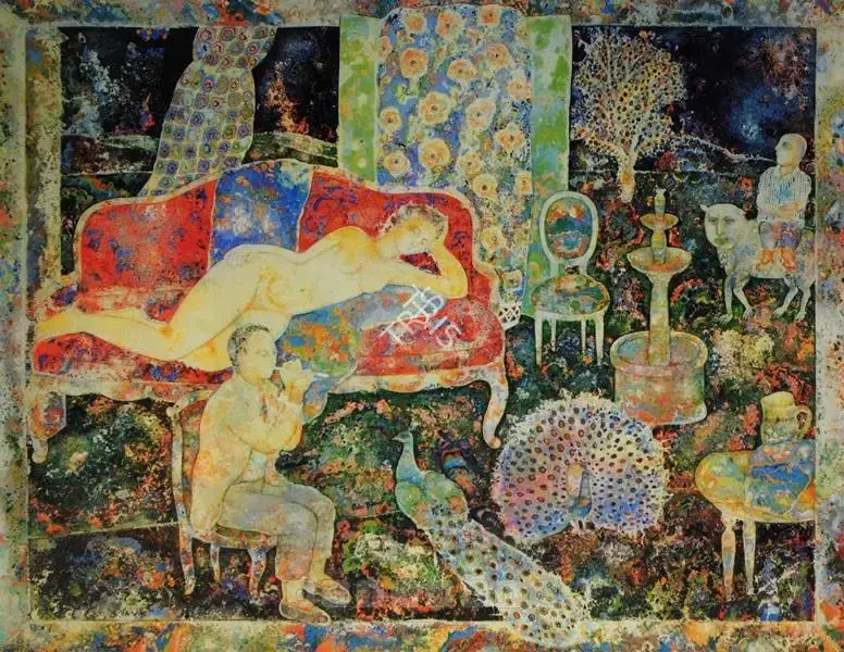 Burman, Sakti (Artist). Resting. Oil on canvas, 1995 | Painting | FineArts | 00899004