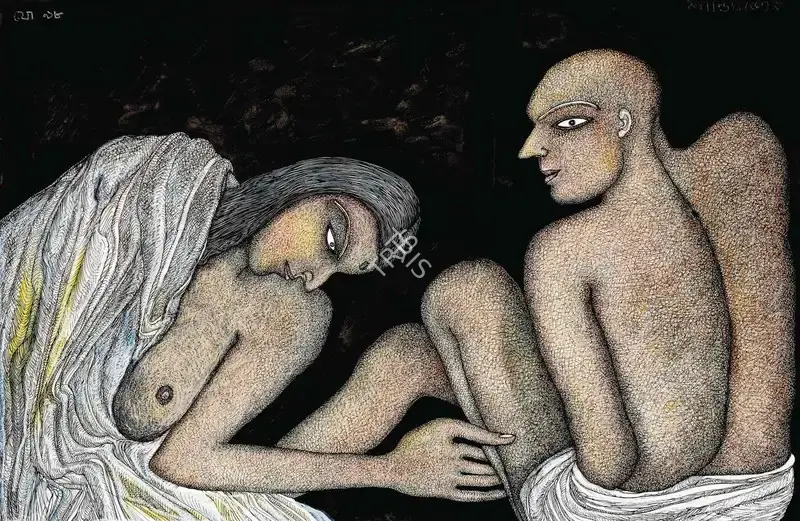 Chowdhury, Jogen (Artist). Untitled (Couple), 1998 | Drawing