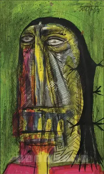 Souza, F.N. (Artist). Head Of A Woman, 1957 | Drawing