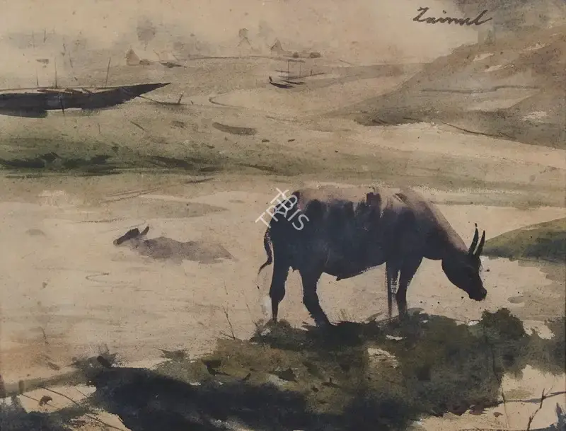 Abedin, Zainul (Artist). Landscape. Watercolour on handmade paper, n.d. | Painting | FineArts | 00332049