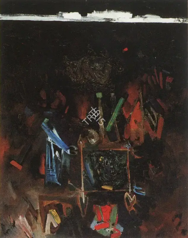 Palsikar, Shankar (Artist). OM. Oil and mixed media on canvas, 1968 | Painting | FineArts | 00373975