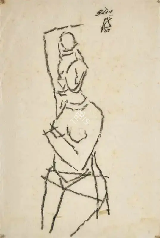 Husain, M.F. (Artist). Untitled (Khajuraho series), 1969 | Drawing