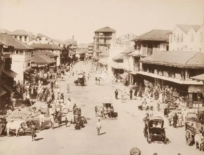 Studio Clifton & Co. (Photographic Studio). Native Town, Bombay - From the album "L.G. to L.R.' by Clifton and Co.. Calotype print pasted on mount, 1900 | Antiquarian Photograph | Photography | 00115224
