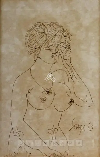 Souza, F.N. (Artist). Female Nude, 1963 | Drawing