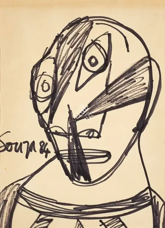 Souza, F.N. (Artist). Untitled (Head), 1984 | Drawing
