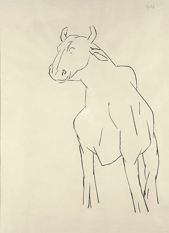 Mehta, Tyeb (Artist). Bull. Charcoal on paper, 1986 | Drawing  | 00879819