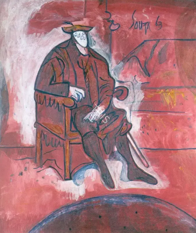 Souza, F.N. (Artist). Seated Man in Red (after Titian), 1963 | Painting