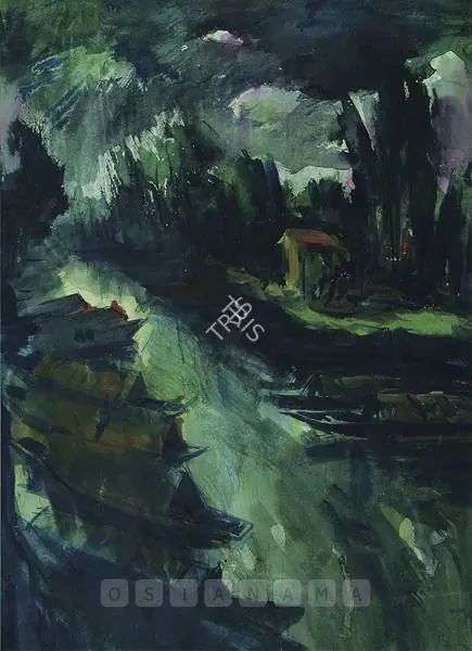 Raza, S.H. (Artist). Kashmirscape. Watercolour on paper, mid 1940s | Painting | FineArts | 00897358