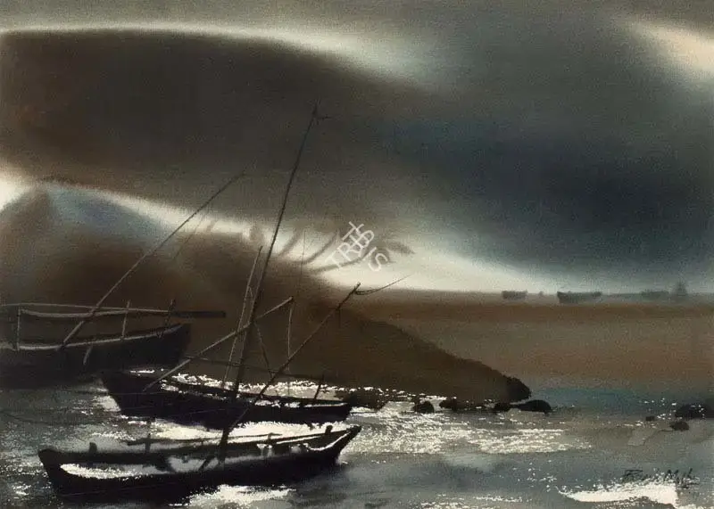 Maity, Paresh (Artist). Boats, 1999 | Painting