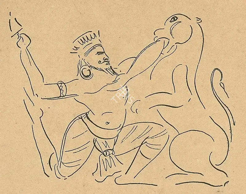 Unknown (Artist). Detail from Sculpture on a Nritya-sabha Pillar. n.d. | Marg, July 1951 | Drawing | FineArts | 00673896