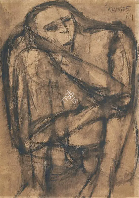 Padamsee, Akbar (Artist). Seated Figure. Charcoal and ink on paper, 1964 | Painting | FineArts | 00352706