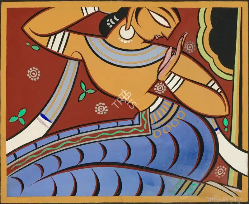 Roy, Jamini (Artist). Untitled (Seated Gopini), n.d. | Painting