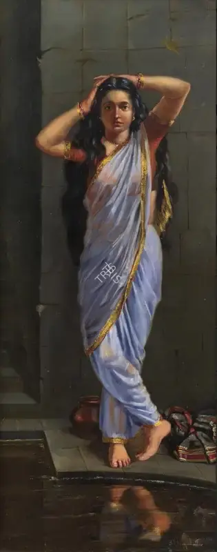 Rahamin, Samuel Fyzee (Artist). Untitled (Maiden by a pool), 1998 | Painting