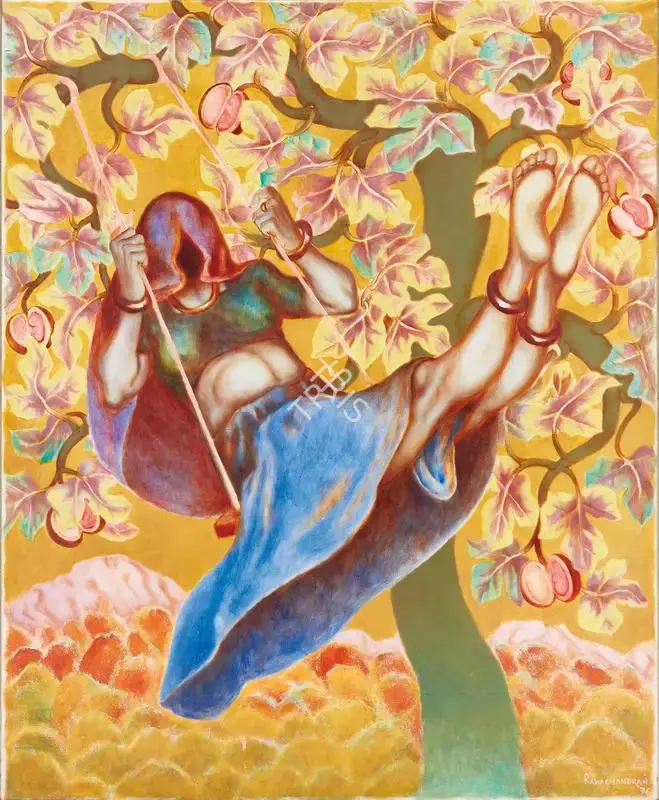 Ramachandran, A. (Artist). Girl on a Swing, 1976 | Painting