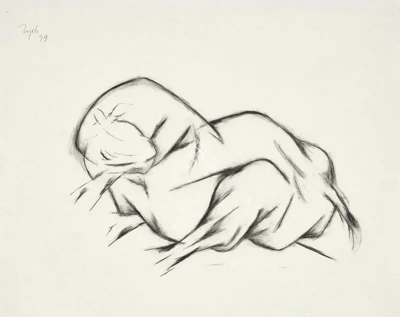 Mehta, Tyeb (Artist). Untitled (Bull), 1999 | Drawing