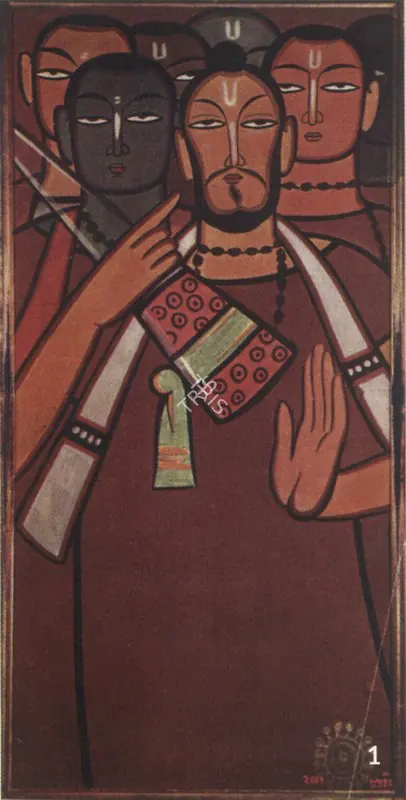 Roy, Jamini (Artist). Baul Group. Tempera on Paper, 1931 | Marg, December 2022 - March 2023 | Painting | FineArts | 00675394