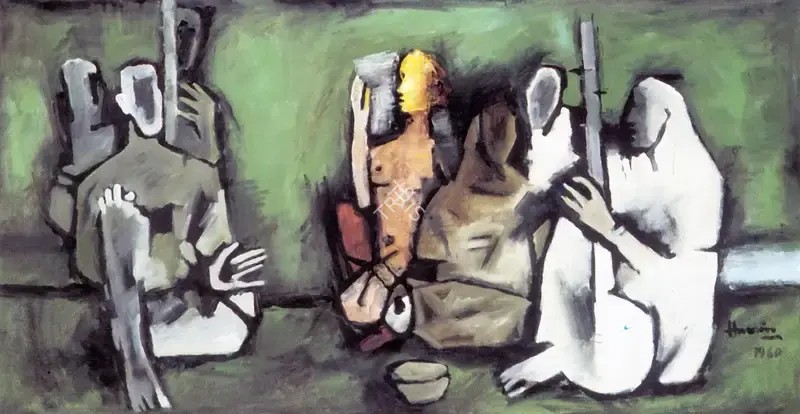 Husain, M.F. (Artist). Street Musicians, 1960 | Painting