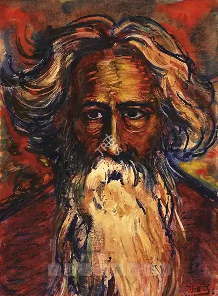 Maitra, Rathin (Artist). Portrait Of Rabindranath Tagore, 1954 | Painting