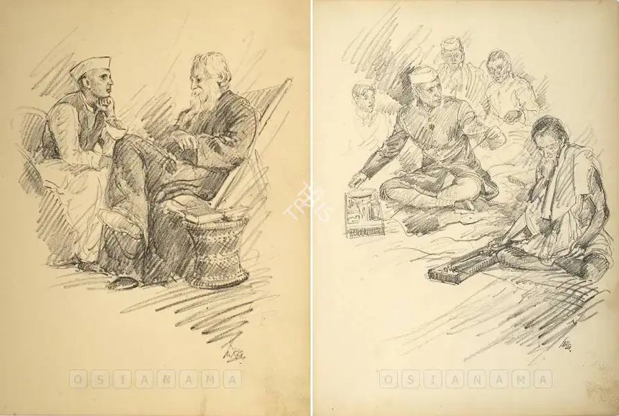 Acharekar, M.R. (Artist). Pandit Nehru Series (Set Of 11). Pencil on paper, c.1960 | Drawing | FineArts | 00575725
