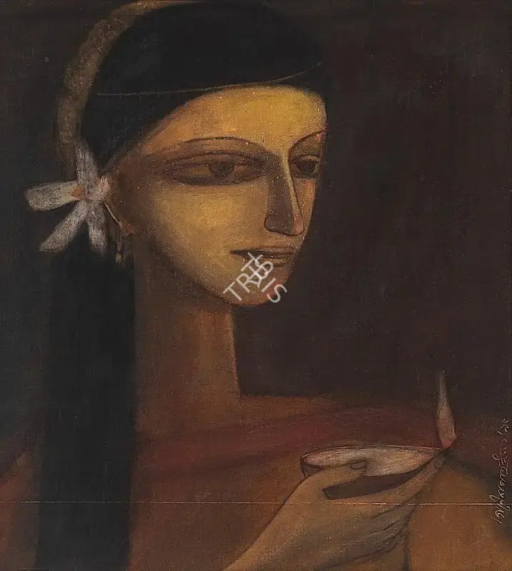 Pyne, Ganesh (Artist). Woman with a Lamp, 1995 | Painting