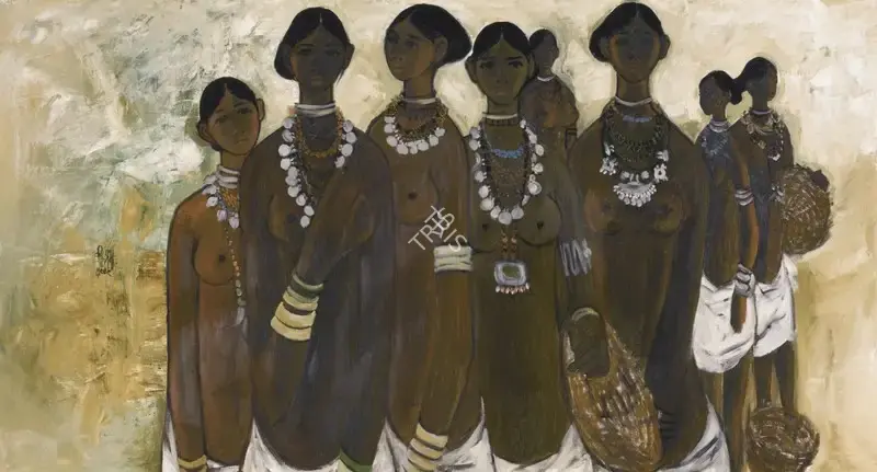 Prabha, B. (Artist). Untitled (Adivasi Girls), 1969 | Painting