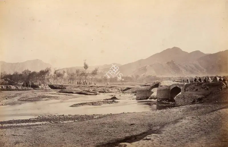 Burke, John (Photographer). Old Bridge on Kabul River. Albumen print pasted on mount, 1879 | Antiquarian Photograph | Photography | 00116168