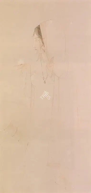 Chughtai, M.A.R. (Artist). Lady holding a Flower, n.d. | Painting