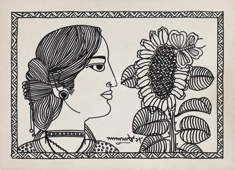 Shaw, Lalu Prasad (Artist). Untitled. Marker on mount board, 2017 | Painting | EconomicsArt | 00869467
