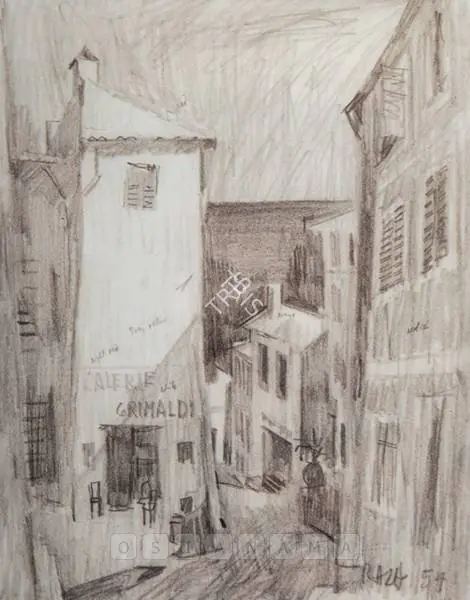 Raza, S.H. (Artist). Untitled. Graphite on paper, 1954 | Graphic Art | FineArts | 00899014