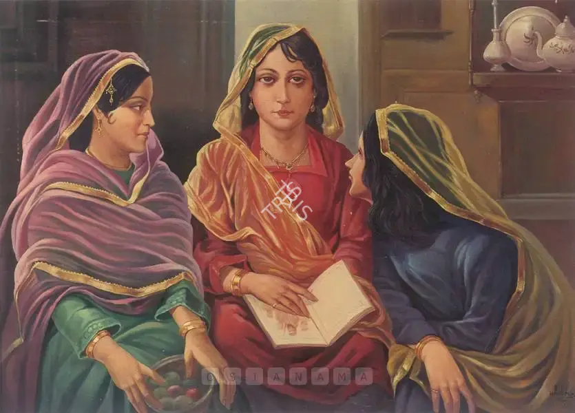 Bukhsh, Ustad Allah (Artist). Three Sisters, 1952 | Painting