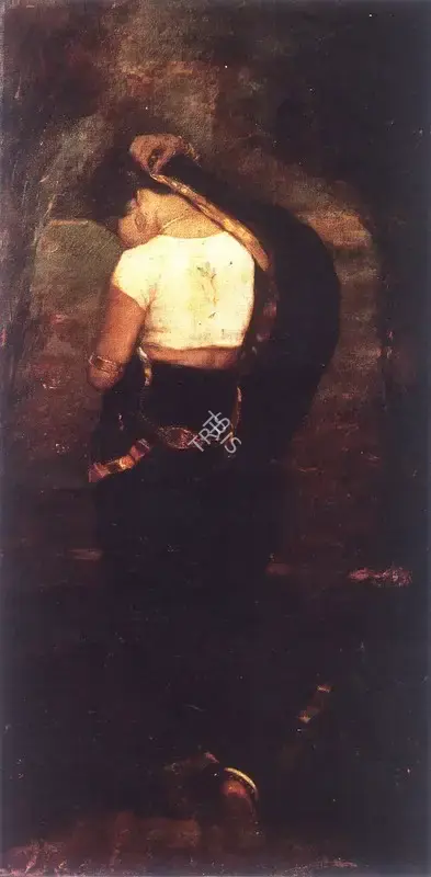 Mazumdar, Hemendranath (Artist). Lady In Blue And Gold Sari, n.d. | Painting