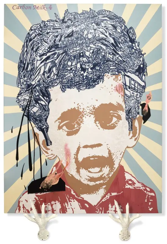 Kallat, Jitish (Artist). Carbon Milk-4. Acrylic on canvas and painted fibreglass, 2007 | Painting | FineArts | 00357745