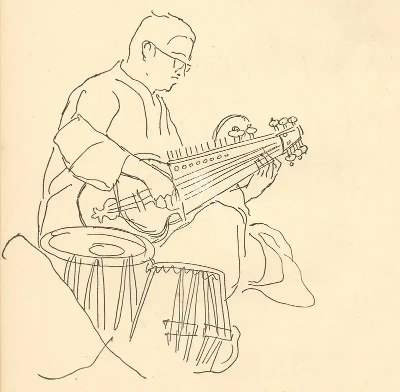 Tana, Pradumna (Artist). Pandit Radhika Mohan Moitra, n.d. | Drawing