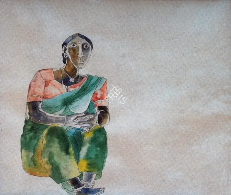Goud, K. Laxma (Artist). Seated Woman. Watercolour on paper, n.d. | Painting | FineArts | 00898257