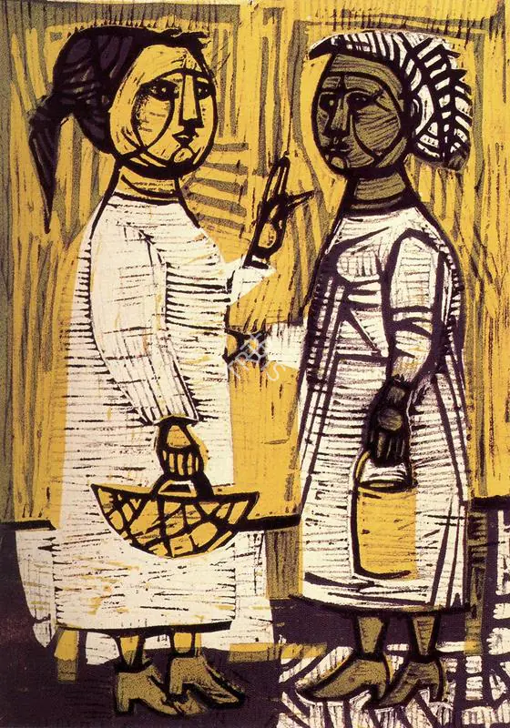 Subramanyan, K.G. (Artist). Two Women . Colour Linocut, 1955 | K.G. Subramanyan, 2003 | Graphic Art | FineArts | 00566322